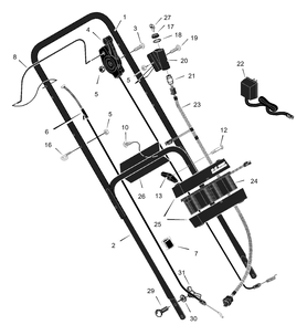 Handle Assembly Diagram and Parts List for 228650X6A 2001 Briggs and Stratton Lawn Mower